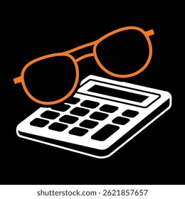 Calculator with Glasses Minimalist Illustration