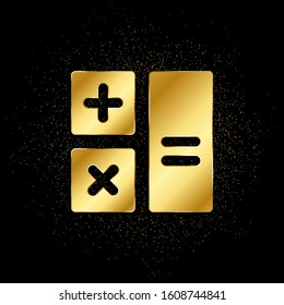 calculator gold icon. Vector illustration of golden particle background. isolated vector sign symbol - Education icon black background