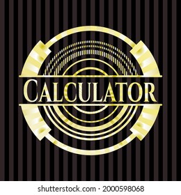 Calculator gold shiny emblem. Vector Illustration. Detailed. 