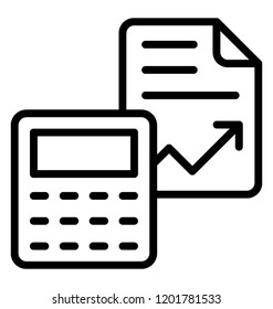 Calculator with graph report is icon for accounting 
