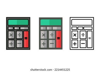 calculator in gray color has eight buttons with outline 