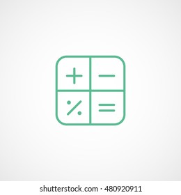 Calculator Green Line Icon On Light Background