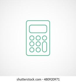 Calculator Green Line Icon On White Background