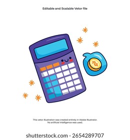 Calculator . Calculator Hand Draw Illustration Vector Design