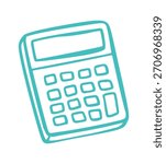 calculator hand drawn doodle. Vector doodle illustration icon isolated on white bg.