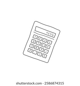 Calculator hand drawn outline vector illustration