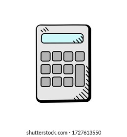 Handgezeichnete Vektorgrafik des Taschenrechners. Symbol für Unternehmen