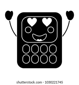 calculator  heart eyes school supplies  kawaii icon image 