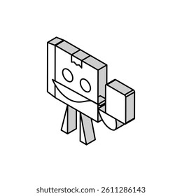calculator hold cardboard box character isometric icon vector. calculator hold cardboard box character sign. isolated symbol illustration