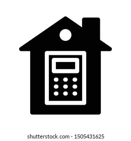 calculator house glyph flat vector icon