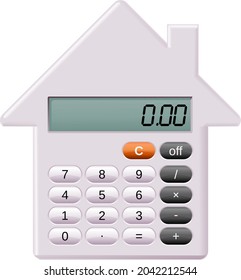 Calculator House Symbolizing The Estimation Or Fixing Of The Price Of Real Estate Or Its Rent