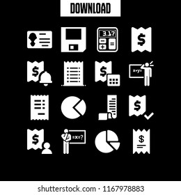 calculator icon. 16 calculator vector set. pie chart, receipt, account and invoice icons for web and design about calculator theme