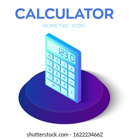 Calculator Icon. 3D Isometric Calculator icon. Created For Mobile, Web, Decor, Print Products, Application. Perfect for web design, banner and presentation. Vector Illustration.