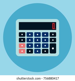 Calculator Icon Accounting Device Web Button Flat Vector Illustration