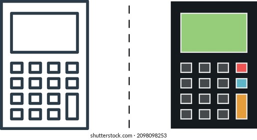 Icono de calculador, negro y color, icono de vector diseñado en el relleno, contorno, línea y estilo de trazo se puede usar para web, móvil...