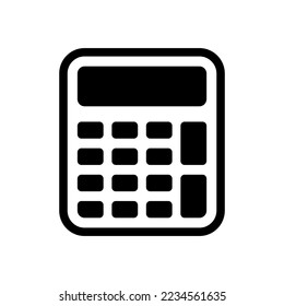 Calculator icon. Black contour linear silhouette. Top front view. Editable strokes. Vector simple flat graphic illustration. Isolated object on a white background. Isolate.