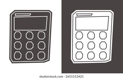 Calculator Icon in Black Filled and White Filled Cutout Style