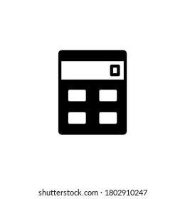 Calculator Icon in black flat glyph, filled style isolated on white background