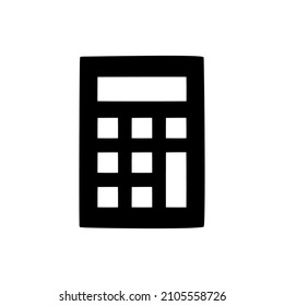 Calculator Icon in black flat glyph, filled style isolated on white background
