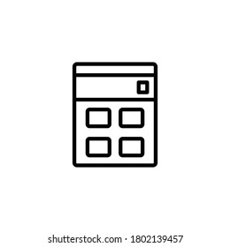 Calculator Icon  in black line style icon, style isolated on white background