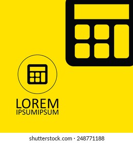 calculator icon, black on yellow background 