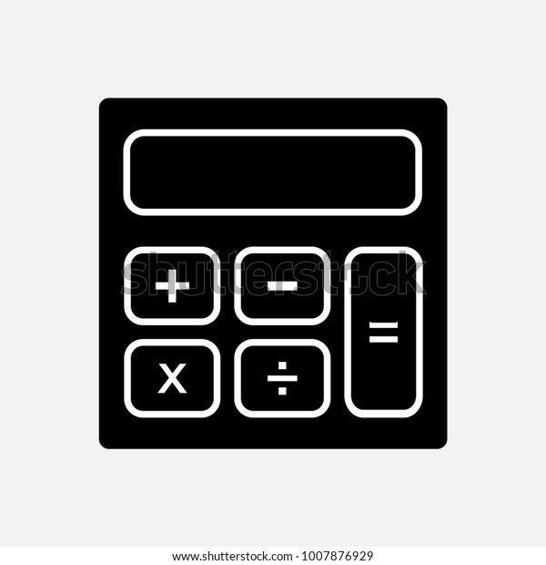 Calculator icon, black silhouette with white\
lines. Vector\
illustration