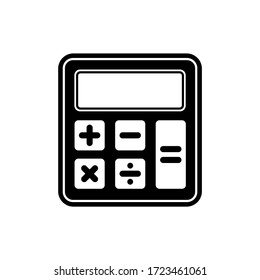 Calculator icon in black for web, mobile on isolated white background. EPS 10 vector.