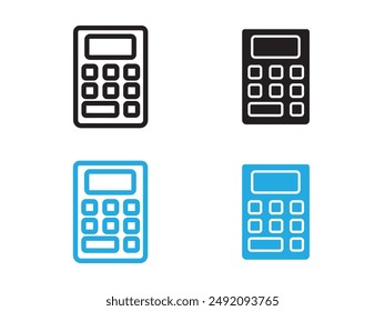Calculator icon black and white vector outline sign