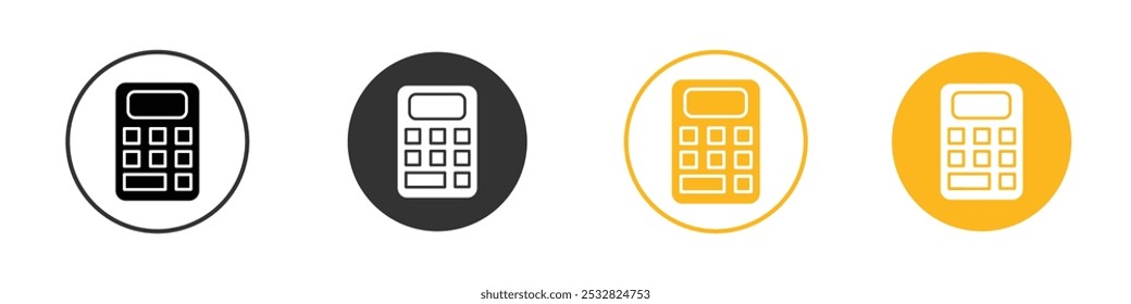 Calculator icon black and white vector outline sign