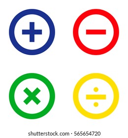 Calculator Icon. Blue. Green. Yellow. Red