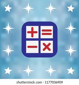 Calculator icon, blue isolated vector illustration.