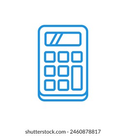 Icono de calculadora con diseño lineal azul sobre fondo blanco
