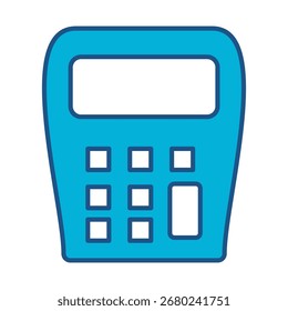 Ícone Da Calculadora Em Design Plano Monocromático Azul, Ilustração De Vetor