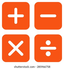Calculator icon from Business Bicolor Set. This flat vector symbol uses orange color, rounded angles, and isolated on a white background.