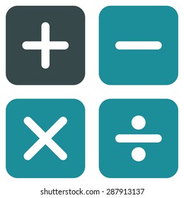 Calculator icon from Business Bicolor Set. This flat vector symbol uses soft blue colors, rounded angles, and isolated on a white background.