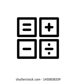 calculator icon , business study design template logo emblem isolated illustration , outline solid background white