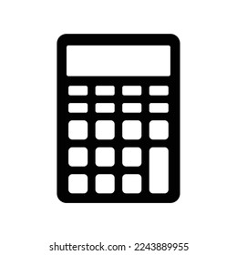 Calculator icon for calculating finance or math education in black solid style