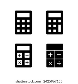Calculator icon. Calculating machine silhouette icons. Calculator vector icons, signs
