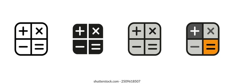 Ícone Calculadora. Calculando conjunto de vetores. Sinal da calculadora de design de linha.