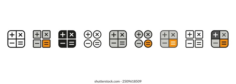 Ícone Calculadora. Calculando conjunto de vetores. Sinal da calculadora de design de linha.