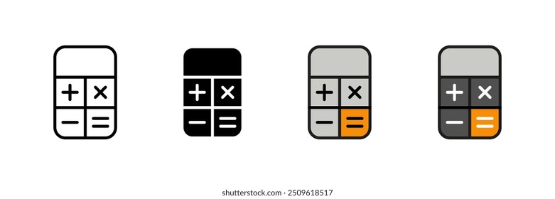 Calculator icon. Calculating vector set. Line design calculator sign.