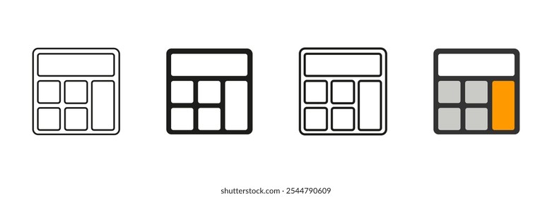 Calculator icon. Calculating vector set. Line design calculator sign.