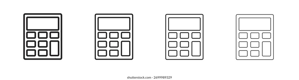 Calculator icon collection. Line vector sign, symbol for web and mobile