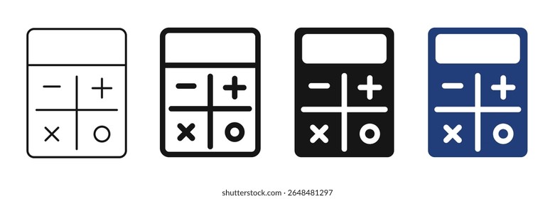 Coleção de ícones da Calculadora com Símbolos Matemáticos. Ícone editável. símbolo, logotipo. Vetor.