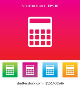 Calculator Icon in Colored Square box. eps-10