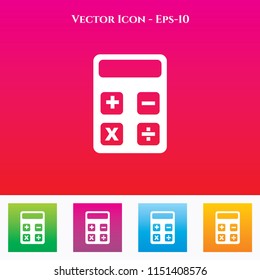 Calculator Icon in Colored Square box. eps-10