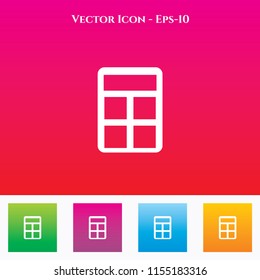 Calculator Icon in Colored Square box. eps-10