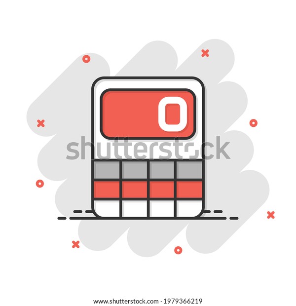 Calculator icon in comic style. Calculate
cartoon vector illustration on white isolated background.
Calculation splash effect business
concept.