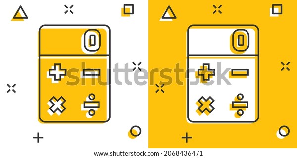Calculator icon in comic style. Calculate
cartoon vector illustration on white isolated background.
Calculation splash effect business
concept.