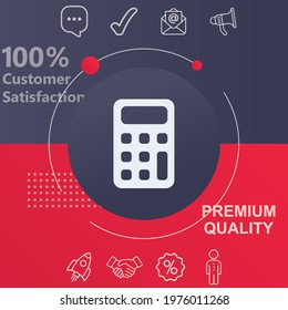 Calculator icon. Customize your design with a navy and red colored background template